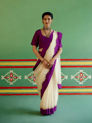 amisha-kothari-label-festive-2024-rangraag-sumitra-saree-ecru-purple-1