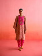 amisha-kothari-label-festive-2025-leheriya-tunic-set-hot-pink-lime-green-1