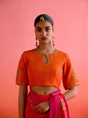 amisha-kothari-label-blouse-pachrangi-orange-1