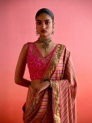amisha-kothari-label-festive-2025-leher-saree-lime-green-hot-pink-5