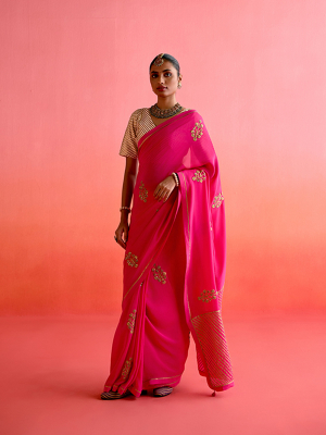 amisha-kothari-label-festive-2025-charbagh-saree-hot-pink-1